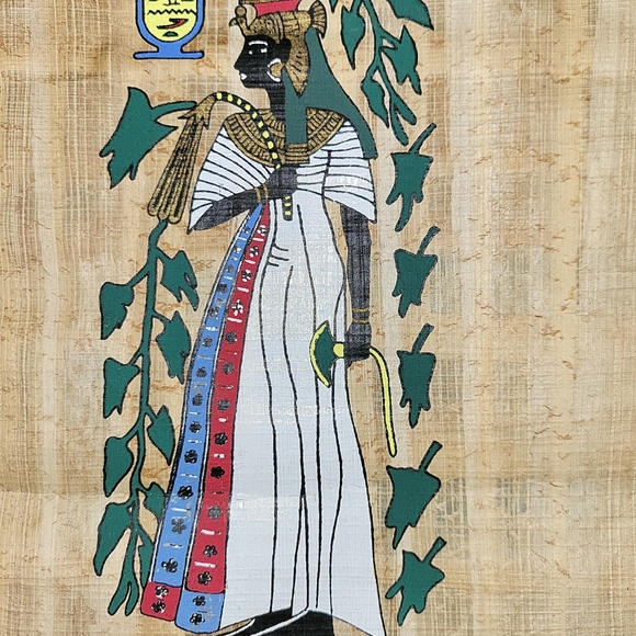 *Free Shipping* Egyptian Papyrus Hand Painted Museum Print Nefertiti 7×10 - Picture 5 of 9